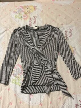 Bebe grey striped wrap top